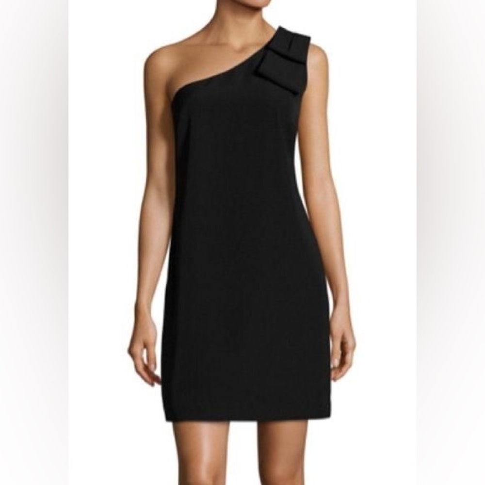 Laundry black dress one shoulder bow classy dress